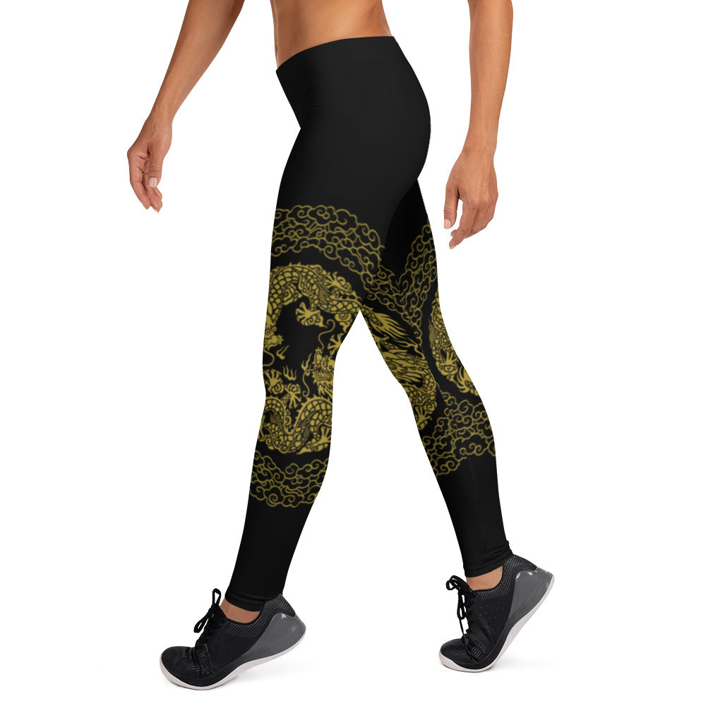 Prestige™ Dragon Sport-Leggings in Schwarz und Gold