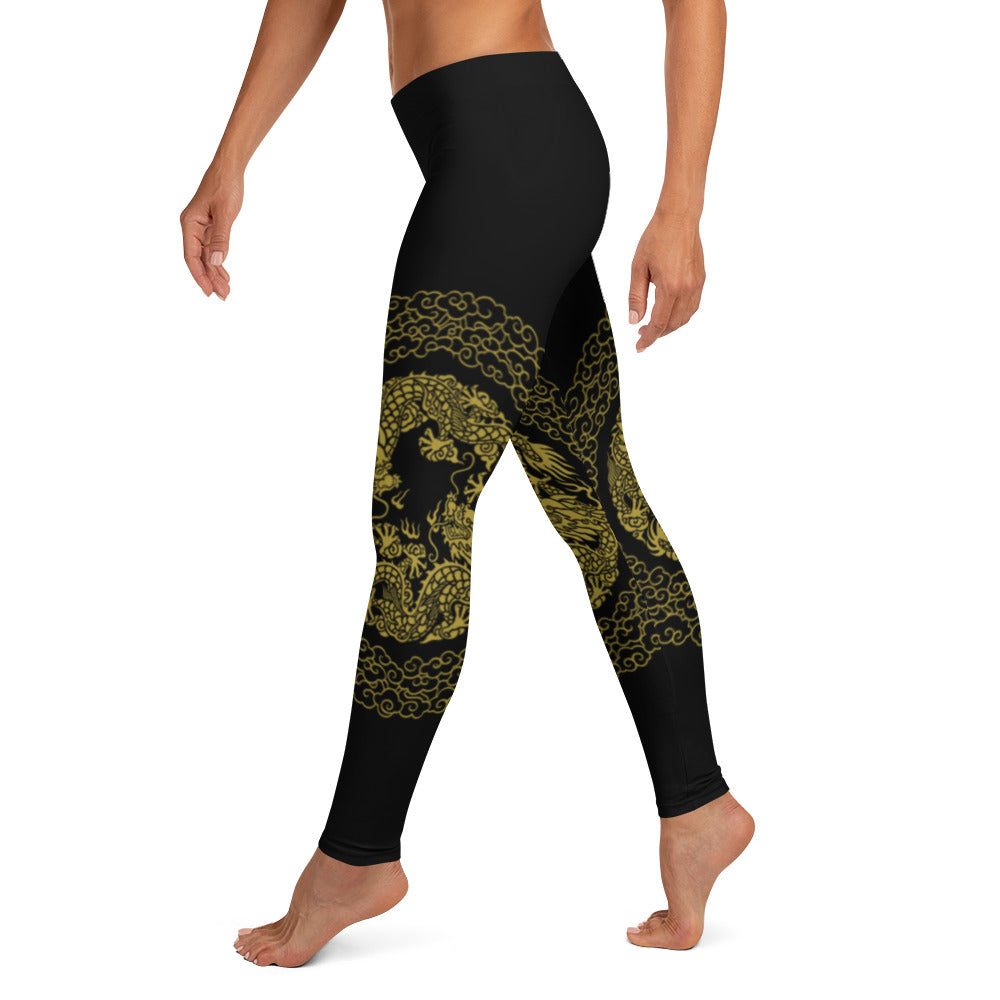 Prestige™ Dragon Sport-Leggings in Schwarz und Gold