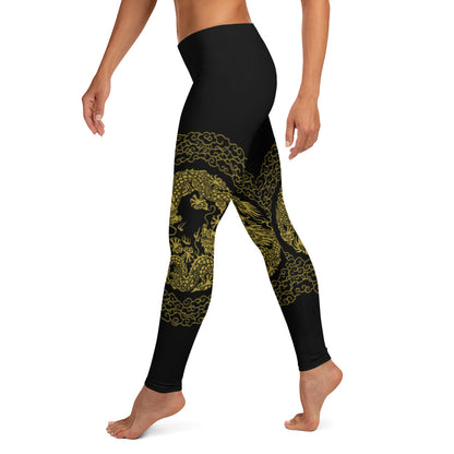 Prestige™ Dragon Sport-Leggings in Schwarz und Gold