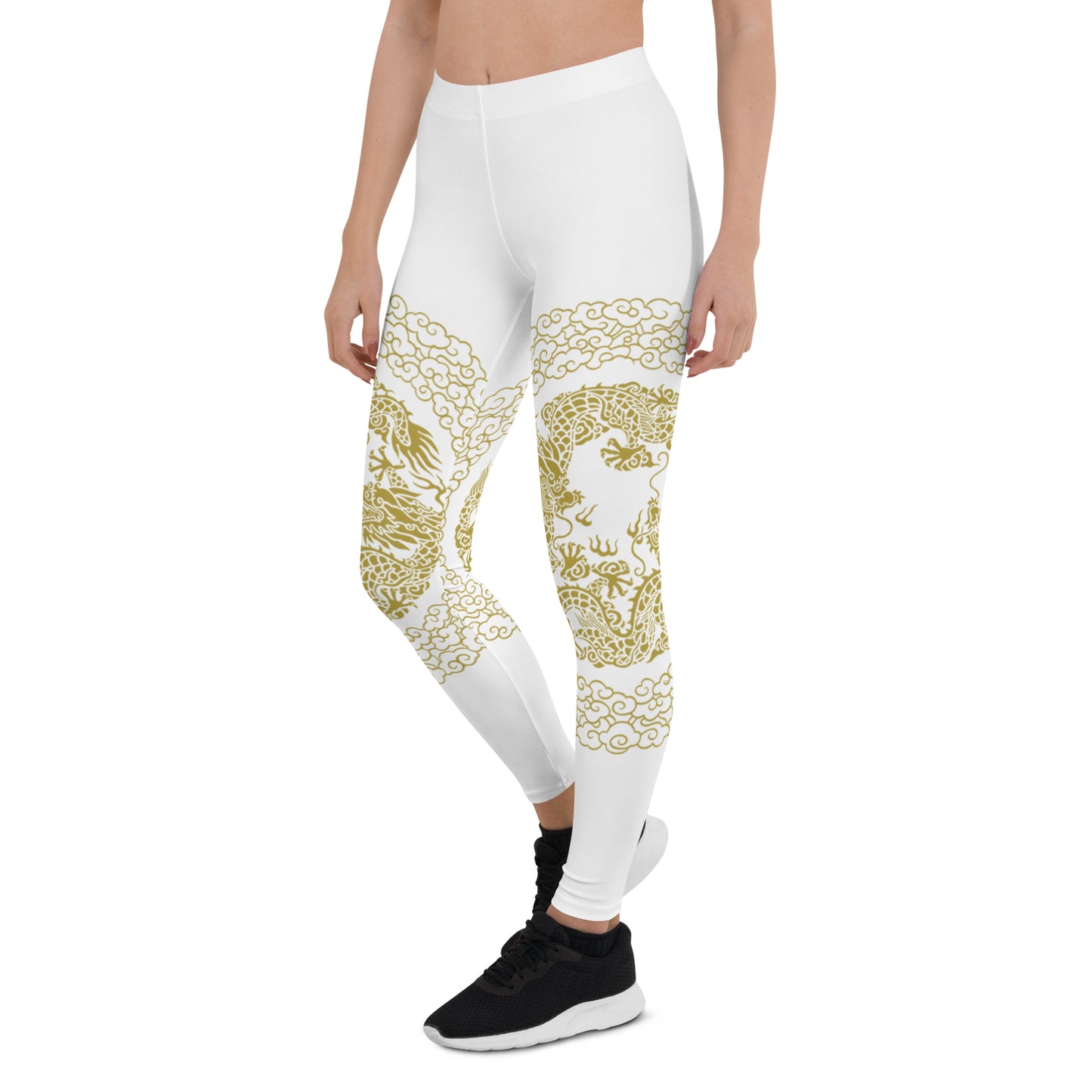 Prestige™ Dragon White & Gold Sports Leggings