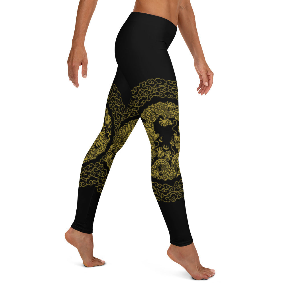 Prestige™ Dragon Sport-Leggings in Schwarz und Gold