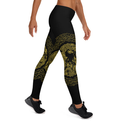 Prestige™ Dragon Sport-Leggings in Schwarz und Gold