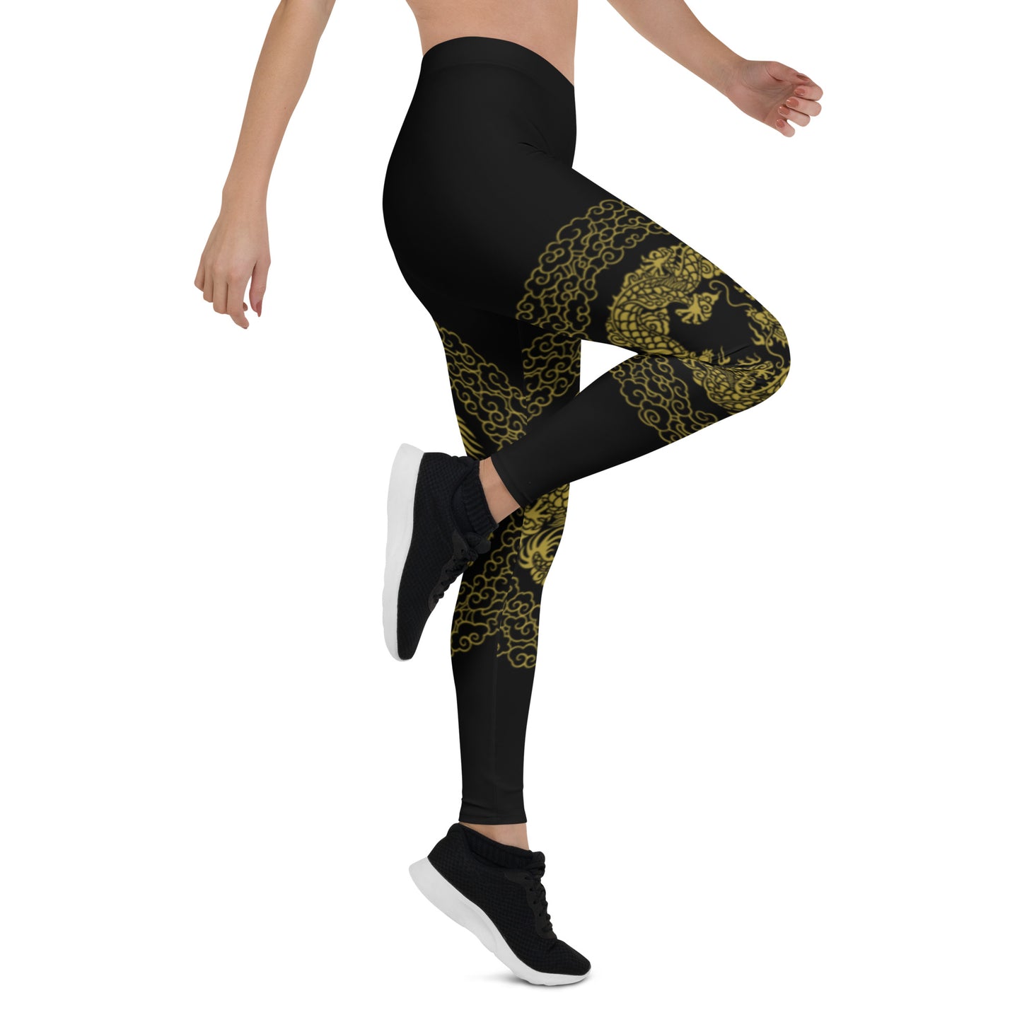 Prestige™ Dragon Sport-Leggings in Schwarz und Gold