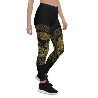 Prestige™ Dragon Sport-Leggings in Schwarz und Gold