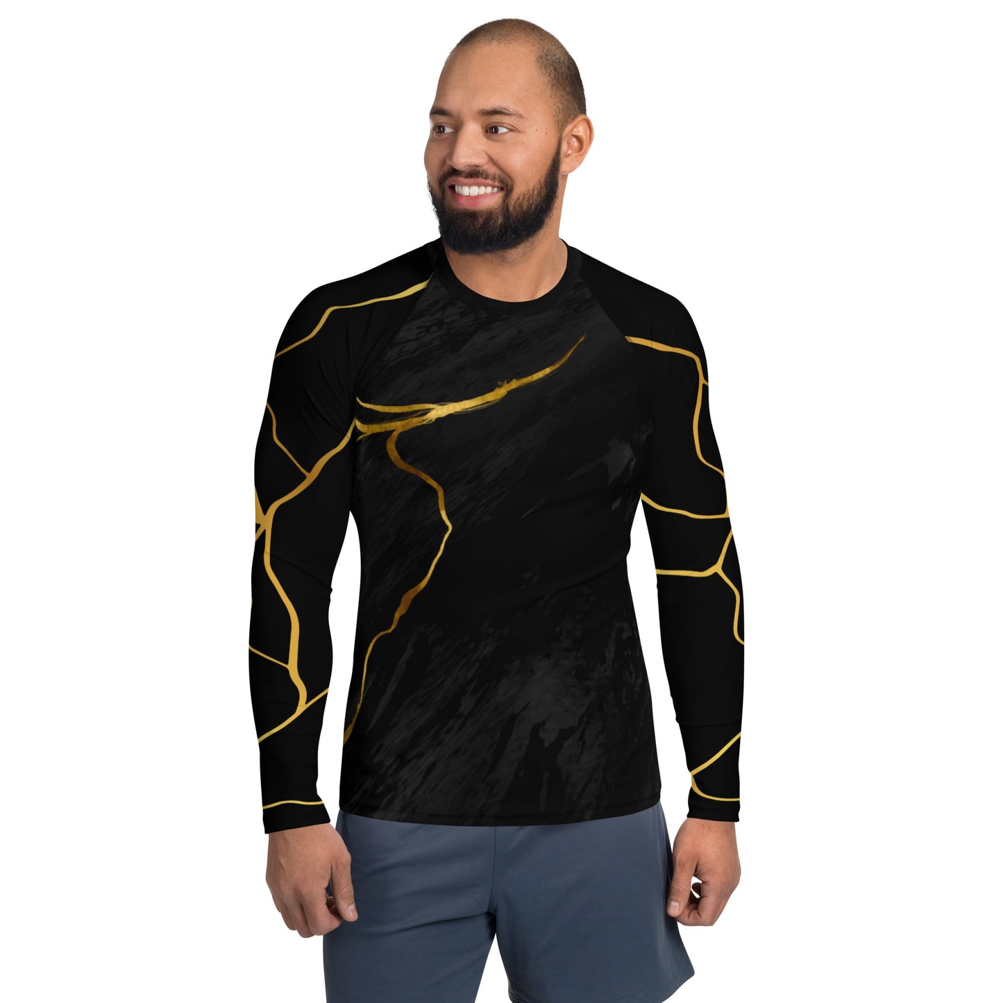 Prestige™ Men's Black Marble &amp; Gold Filament Compression T-Shirt