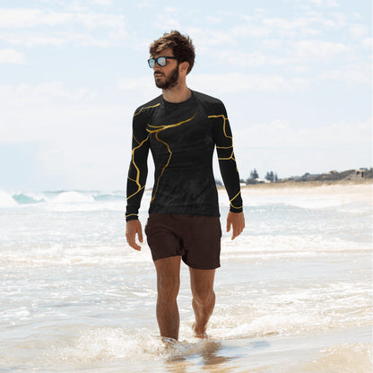 Prestige™ Men's Black Marble &amp; Gold Filament Compression T-Shirt