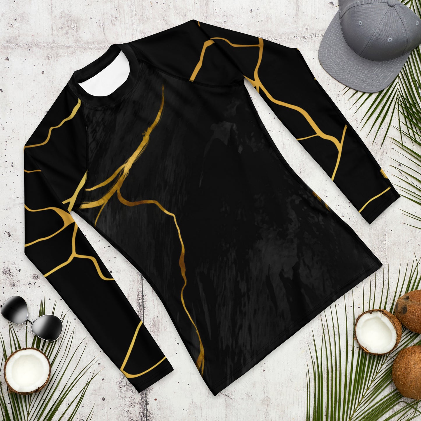 Prestige™ Men's Black Marble &amp; Gold Filament Compression T-Shirt