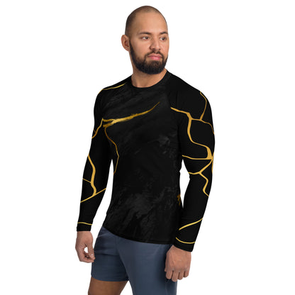 Prestige™ Men's Black Marble &amp; Gold Filament Compression T-Shirt