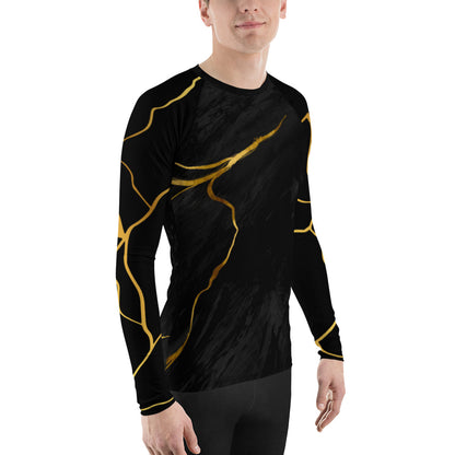 Prestige™ Men's Black Marble &amp; Gold Filament Compression T-Shirt