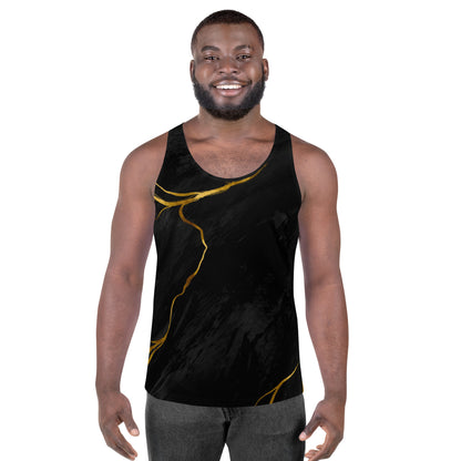 Prestige™ Black and Gold Marble Unisex Tank Top