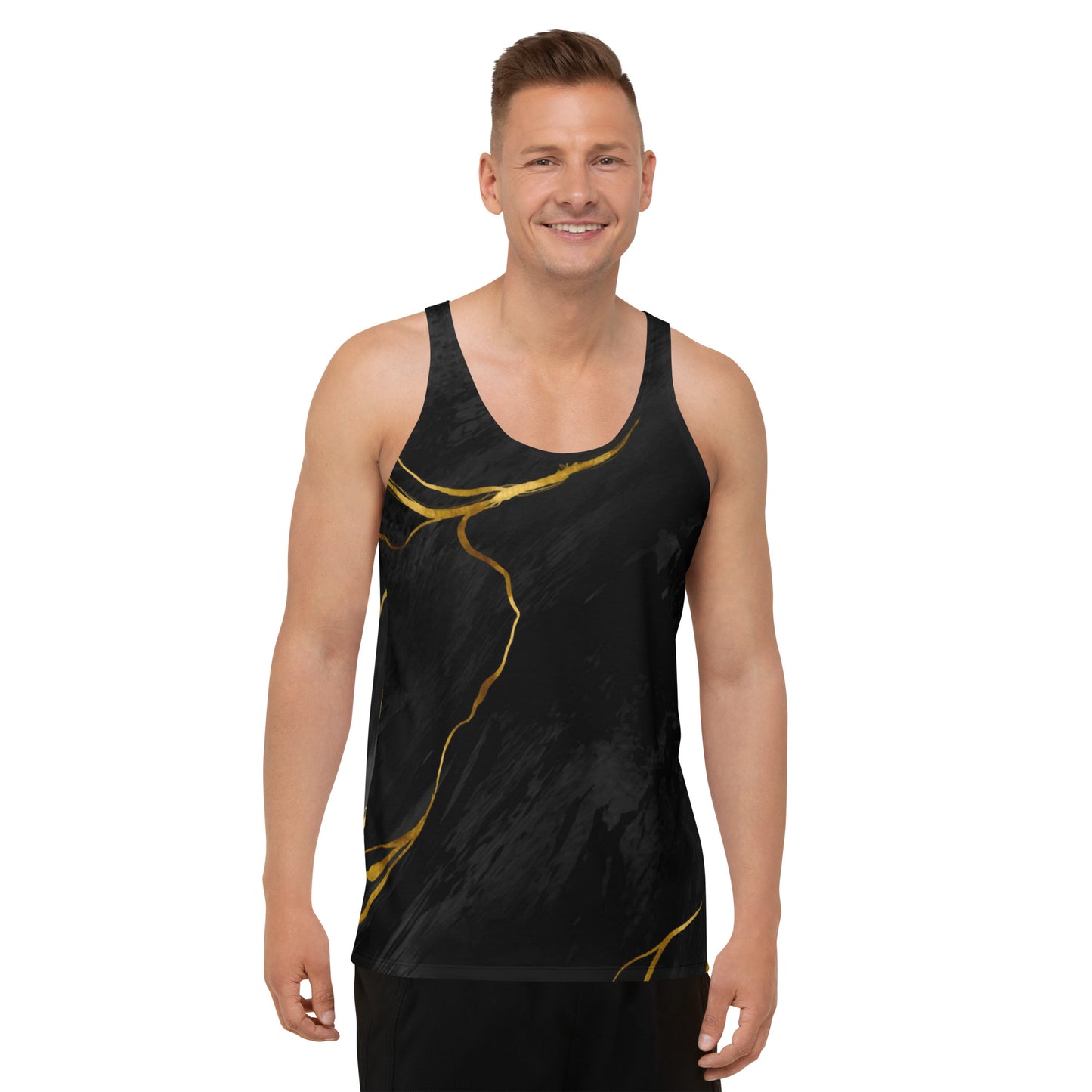 Prestige™ Black and Gold Marble Unisex Tank Top