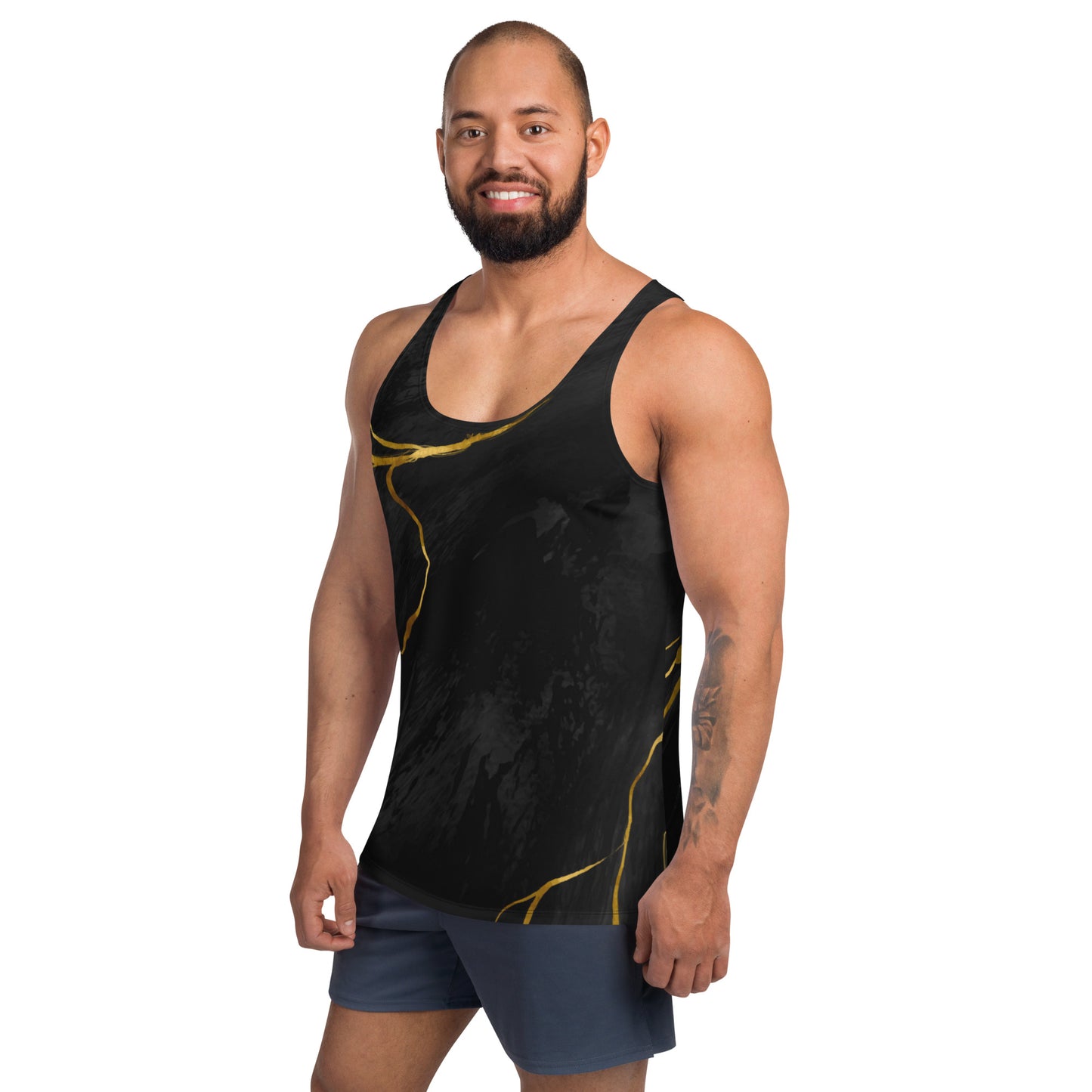 Prestige™ Black and Gold Marble Unisex Tank Top