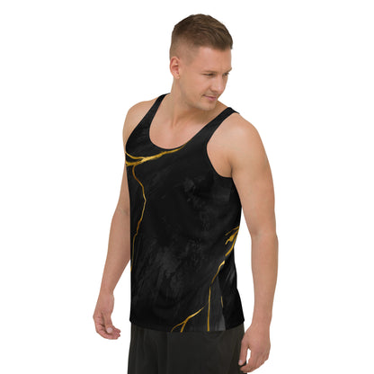 Prestige™ Black and Gold Marble Unisex Tank Top