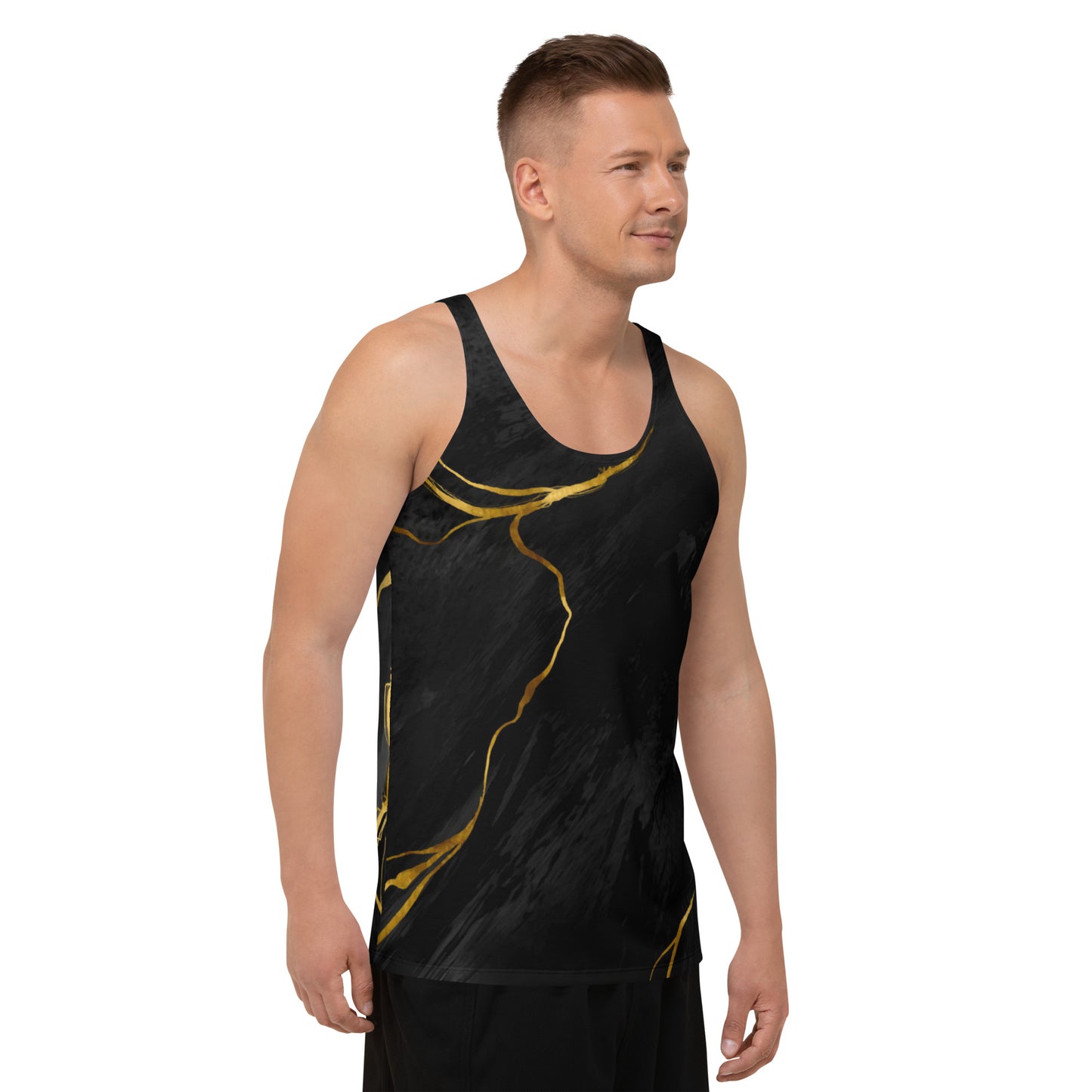 Prestige™ Black and Gold Marble Unisex Tank Top