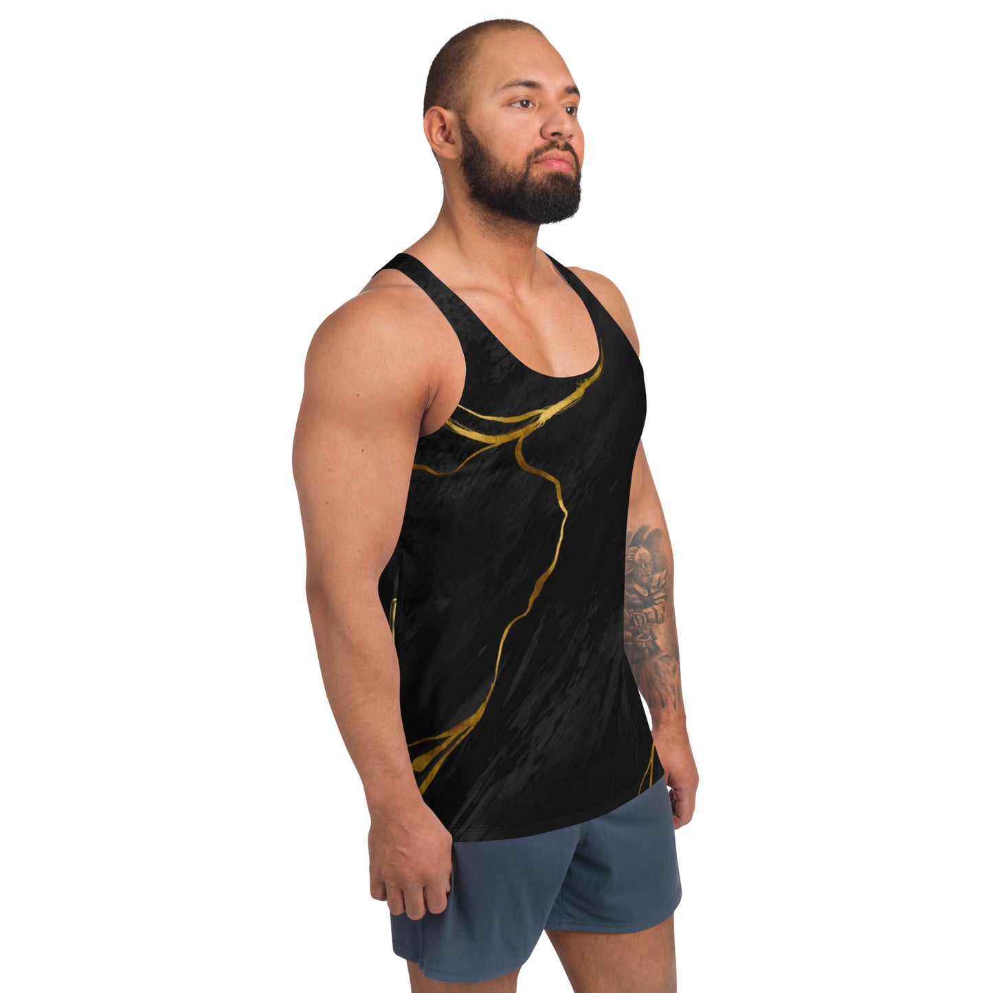 Prestige™ Black and Gold Marble Unisex Tank Top