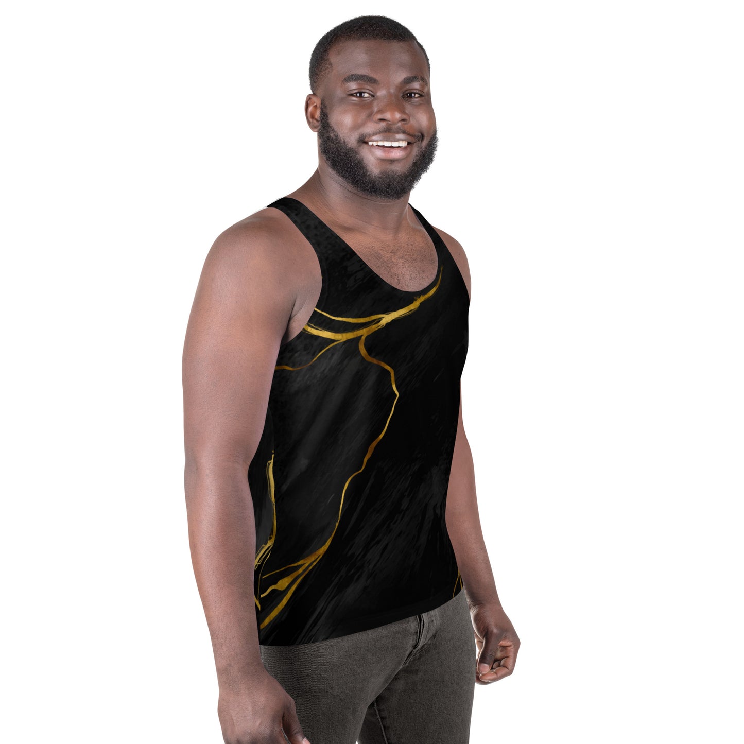 Prestige™ Black and Gold Marble Unisex Tank Top