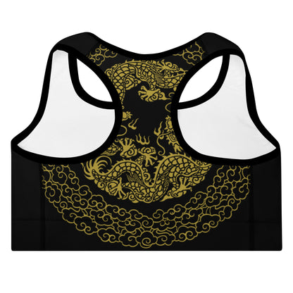 Prestige™ Padded Sports Bra Black and Gold DRAGON