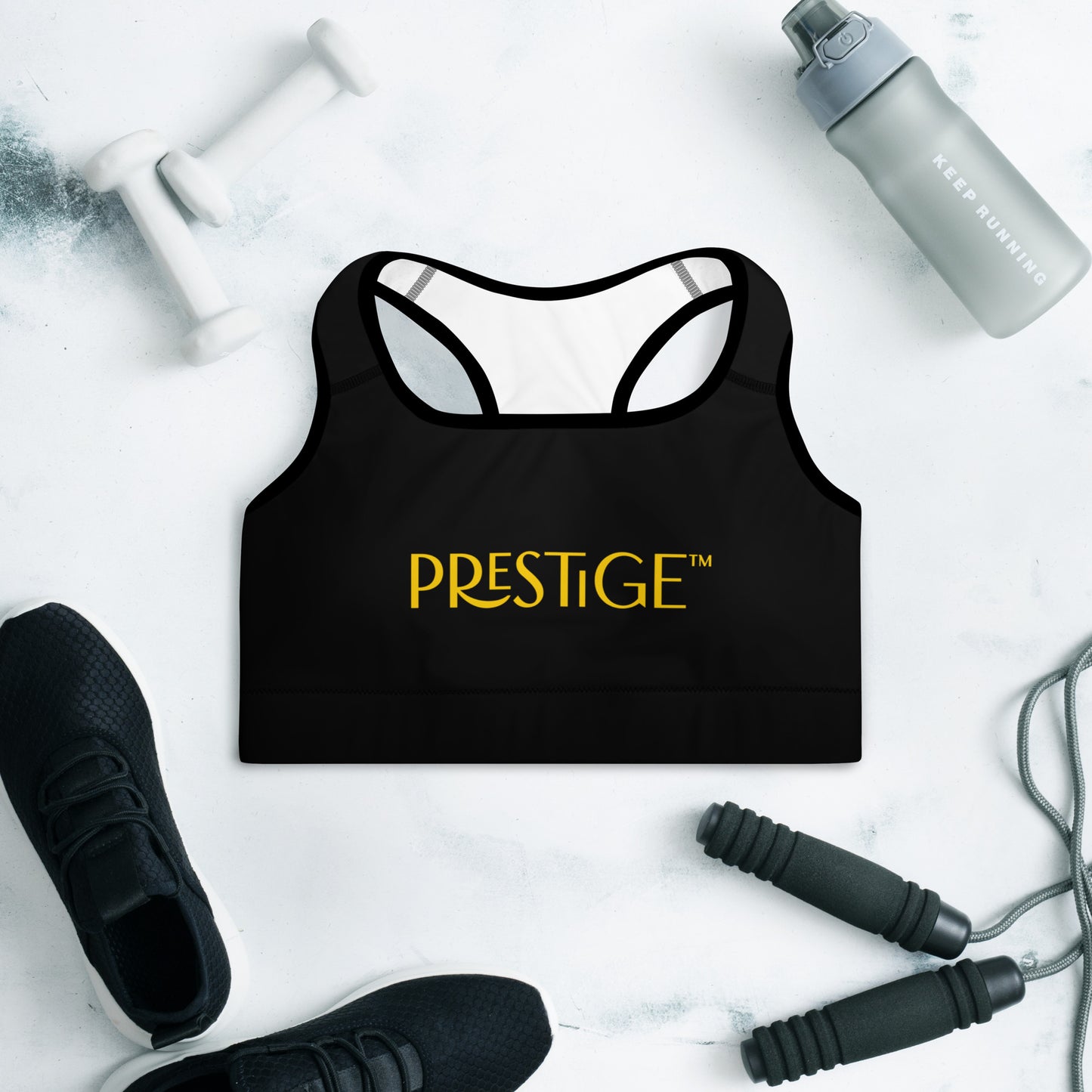 Prestige™ Padded Sports Bra Black and Gold DRAGON