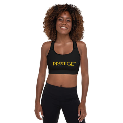 Prestige™ Padded Sports Bra Black and Gold DRAGON