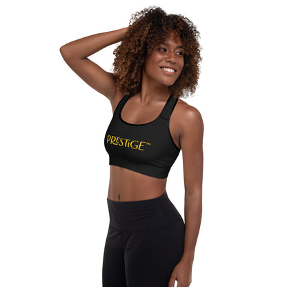 Prestige™ Padded Sports Bra Black and Gold DRAGON