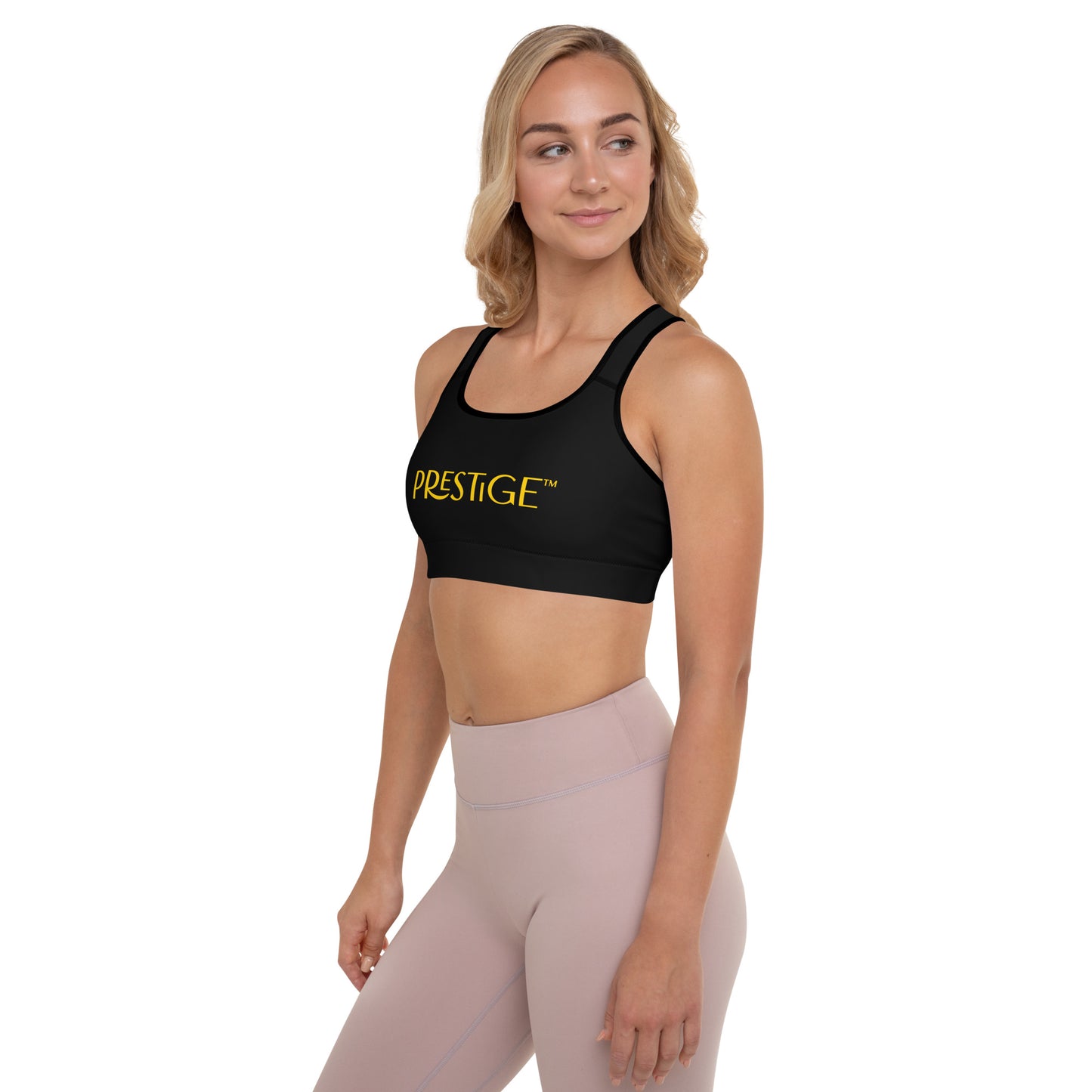 Prestige™ Padded Sports Bra Black and Gold DRAGON