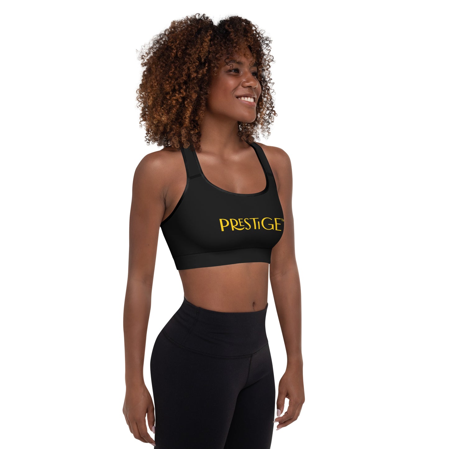 Prestige™ Padded Sports Bra Black and Gold DRAGON