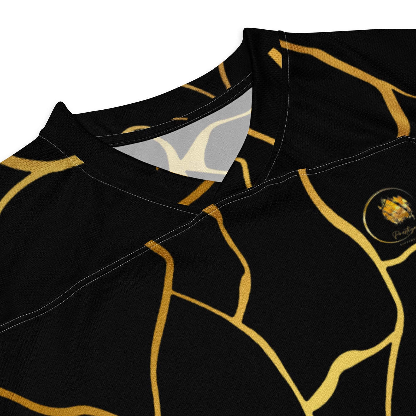 Prestige™ Eishockeytrikot in Schwarz und Gold mit weißen Ärmeln