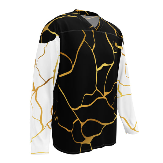 Maillot de hockey Prestige™ Noir & Or à Manches Blanches