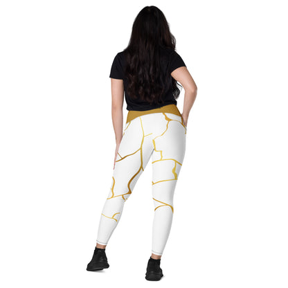 Leggings avec poches Prestige™ Blanc/Or et Or Filament