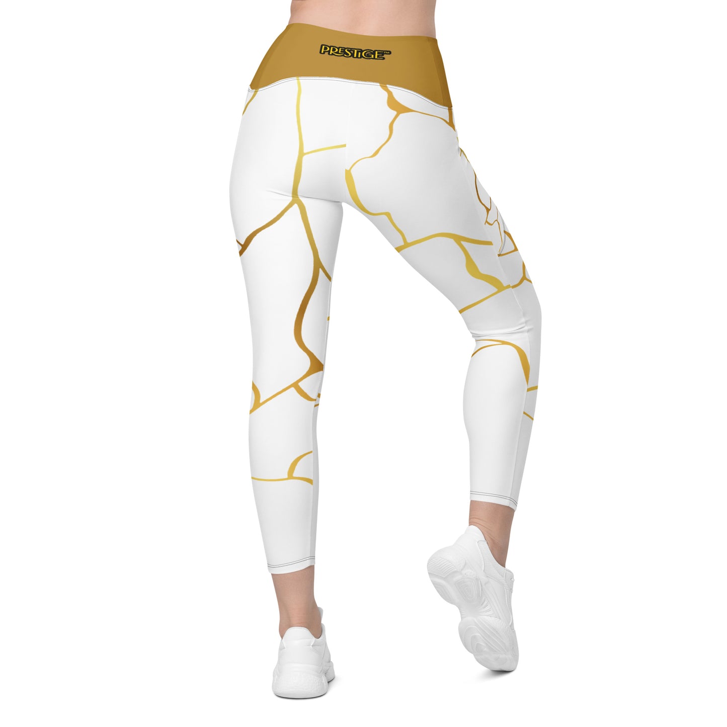 Leggings avec poches Prestige™ Blanc/Or et Or Filament