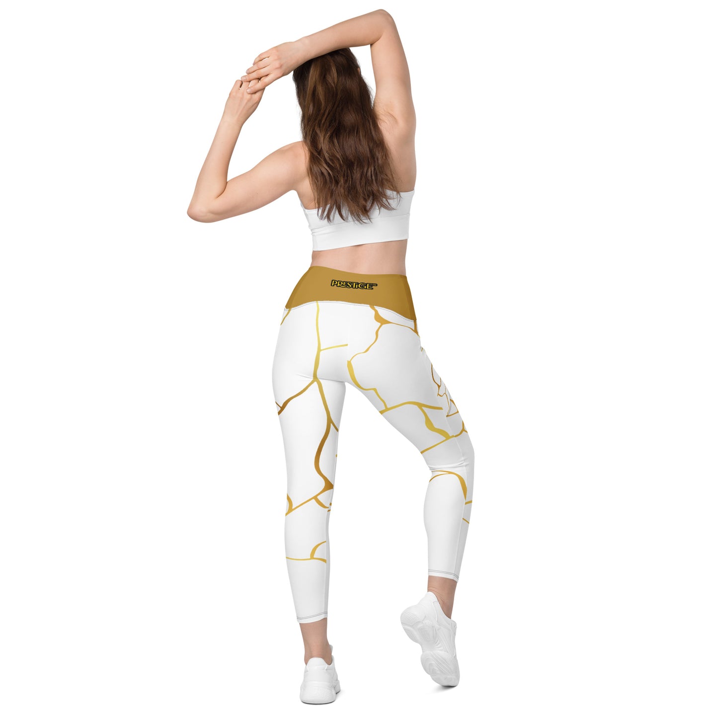 Leggings avec poches Prestige™ Blanc/Or et Or Filament