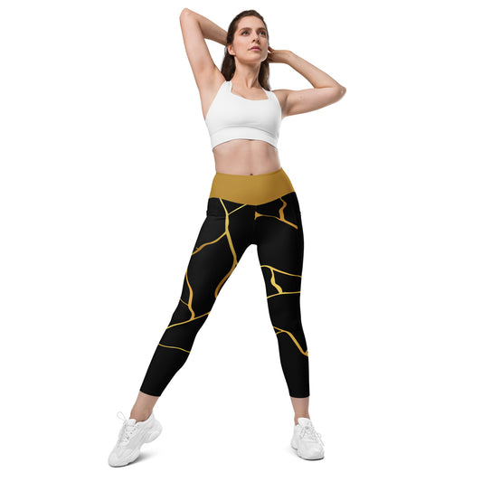 Leggings avec poches Prestige™ Noir/Or et Or Filament