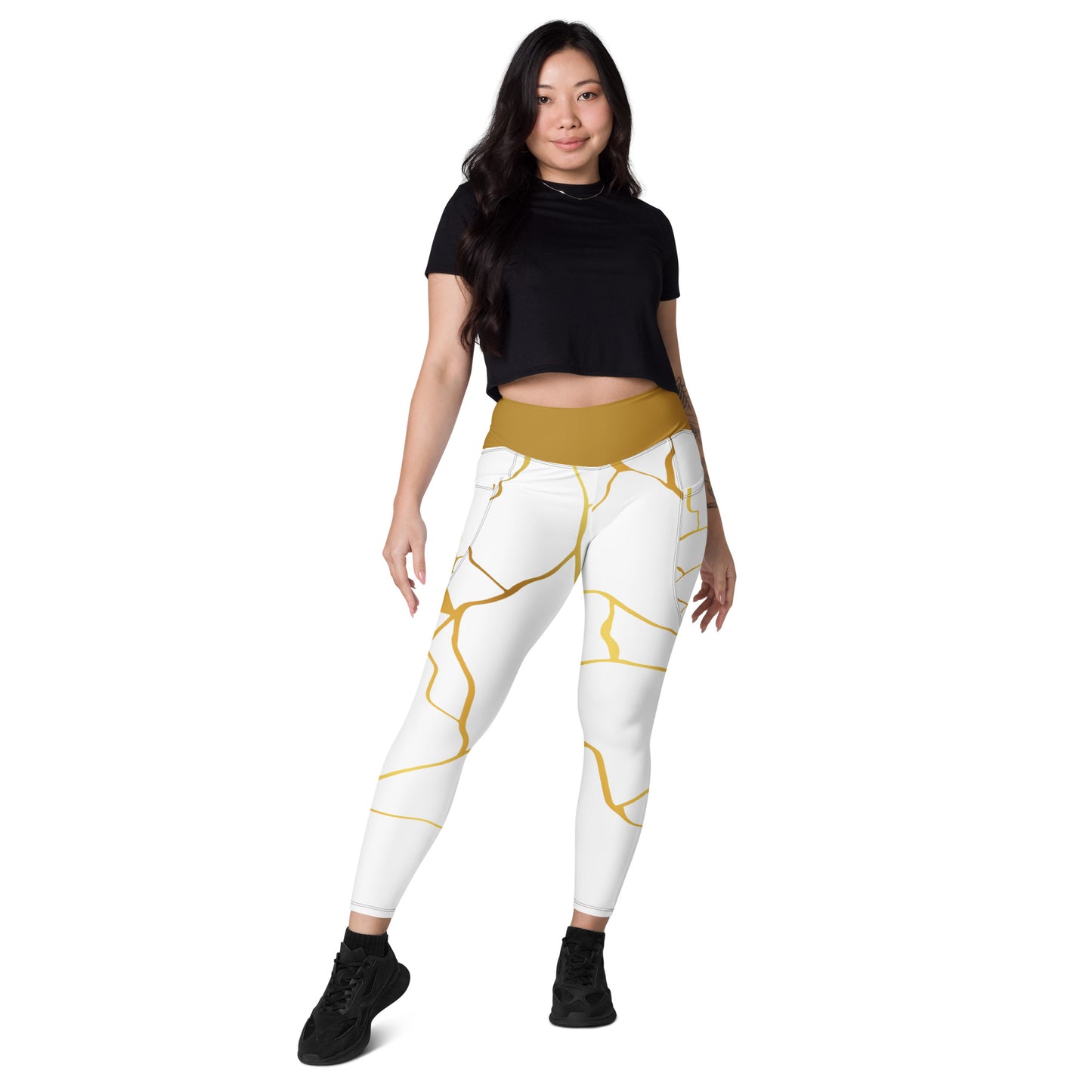 Leggings avec poches Prestige™ Blanc/Or et Or Filament