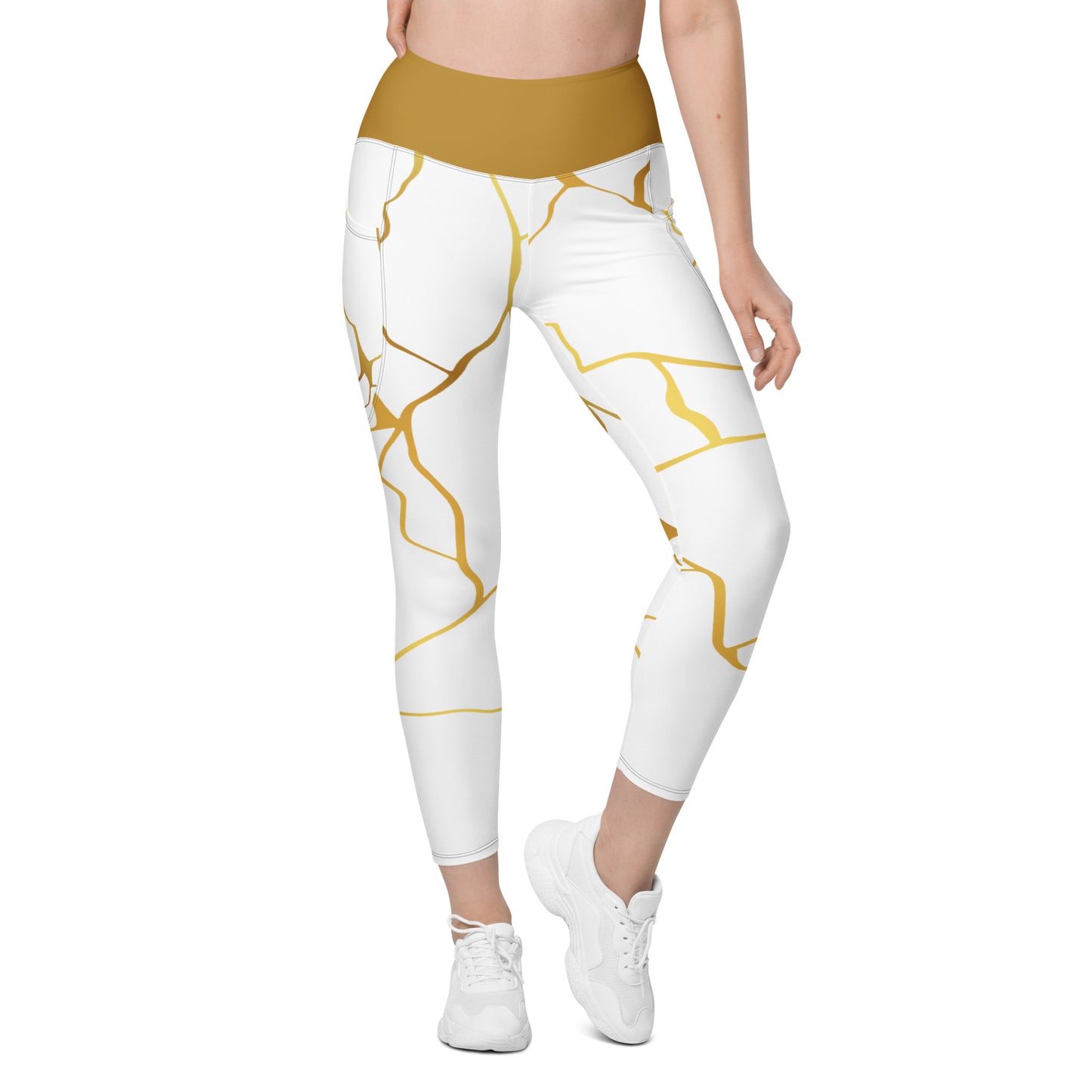 Leggings avec poches Prestige™ Blanc/Or et Or Filament