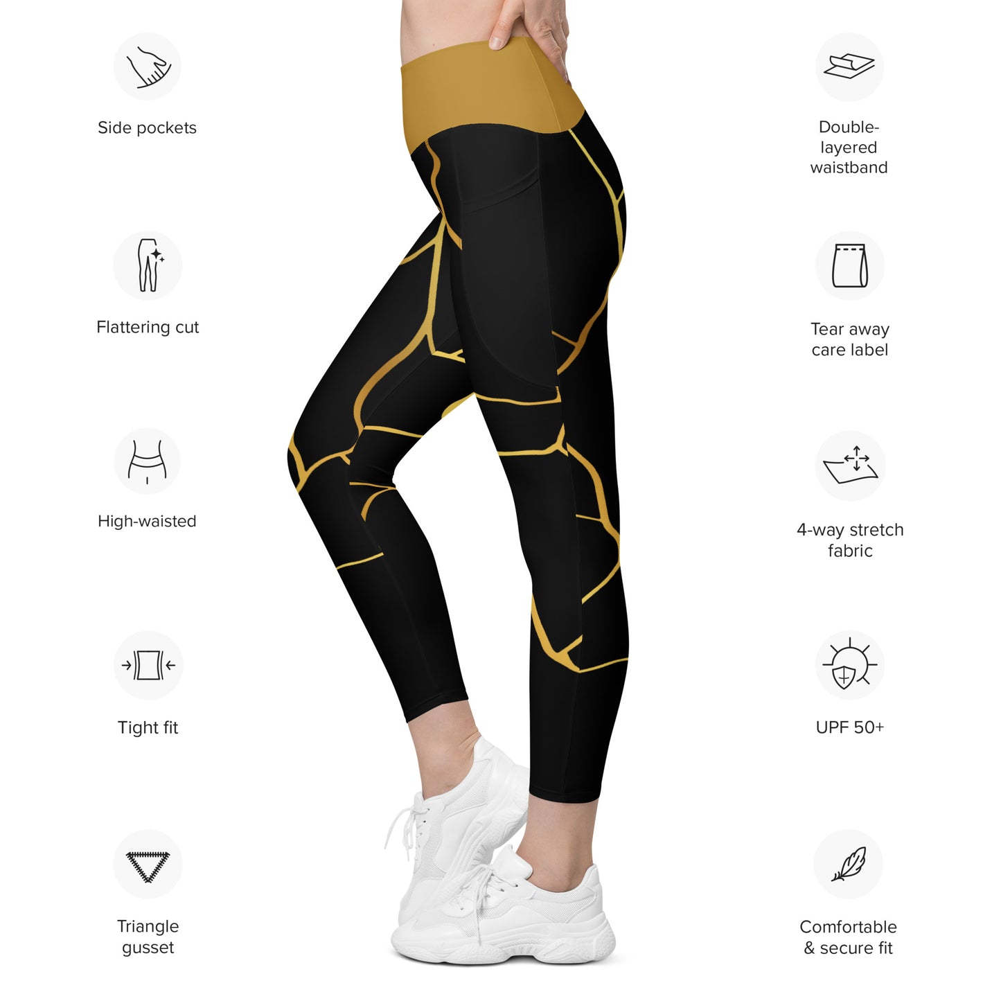 Prestige™ Black/Gold and Filament Gold Pocket Leggings