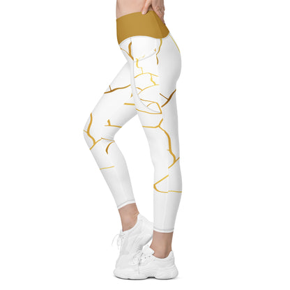 Leggings avec poches Prestige™ Blanc/Or et Or Filament