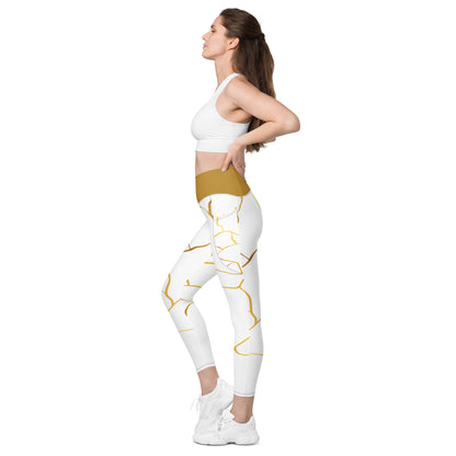 Leggings avec poches Prestige™ Blanc/Or et Or Filament