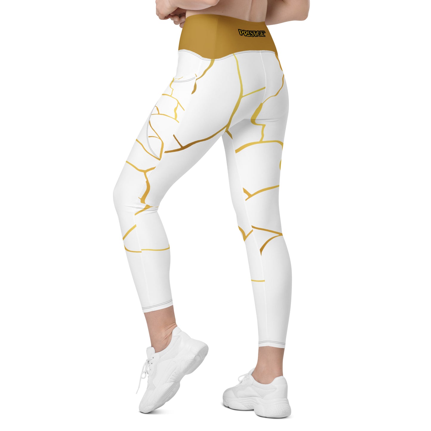 Leggings avec poches Prestige™ Blanc/Or et Or Filament