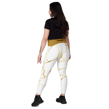 Leggings avec poches Prestige™ Blanc/Or et Or Filament