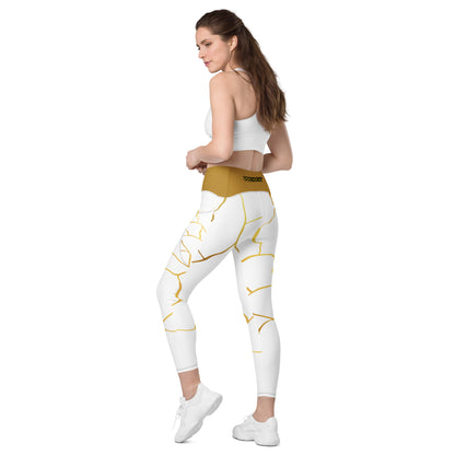 Leggings avec poches Prestige™ Blanc/Or et Or Filament