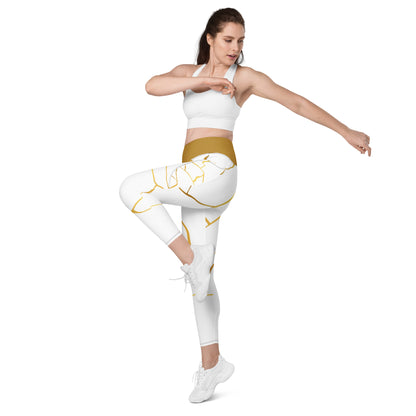 Leggings avec poches Prestige™ Blanc/Or et Or Filament