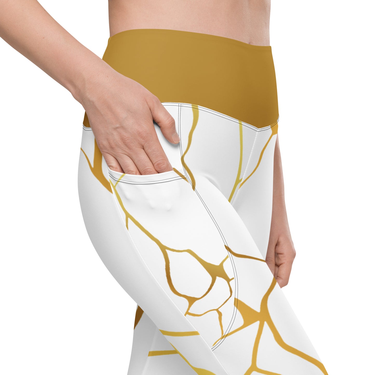 Leggings avec poches Prestige™ Blanc/Or et Or Filament