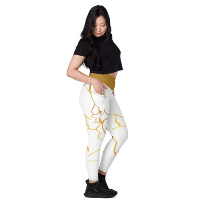 Leggings avec poches Prestige™ Blanc/Or et Or Filament