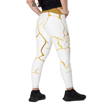 Leggings avec poches Prestige™ Blanc/Or et Or Filament