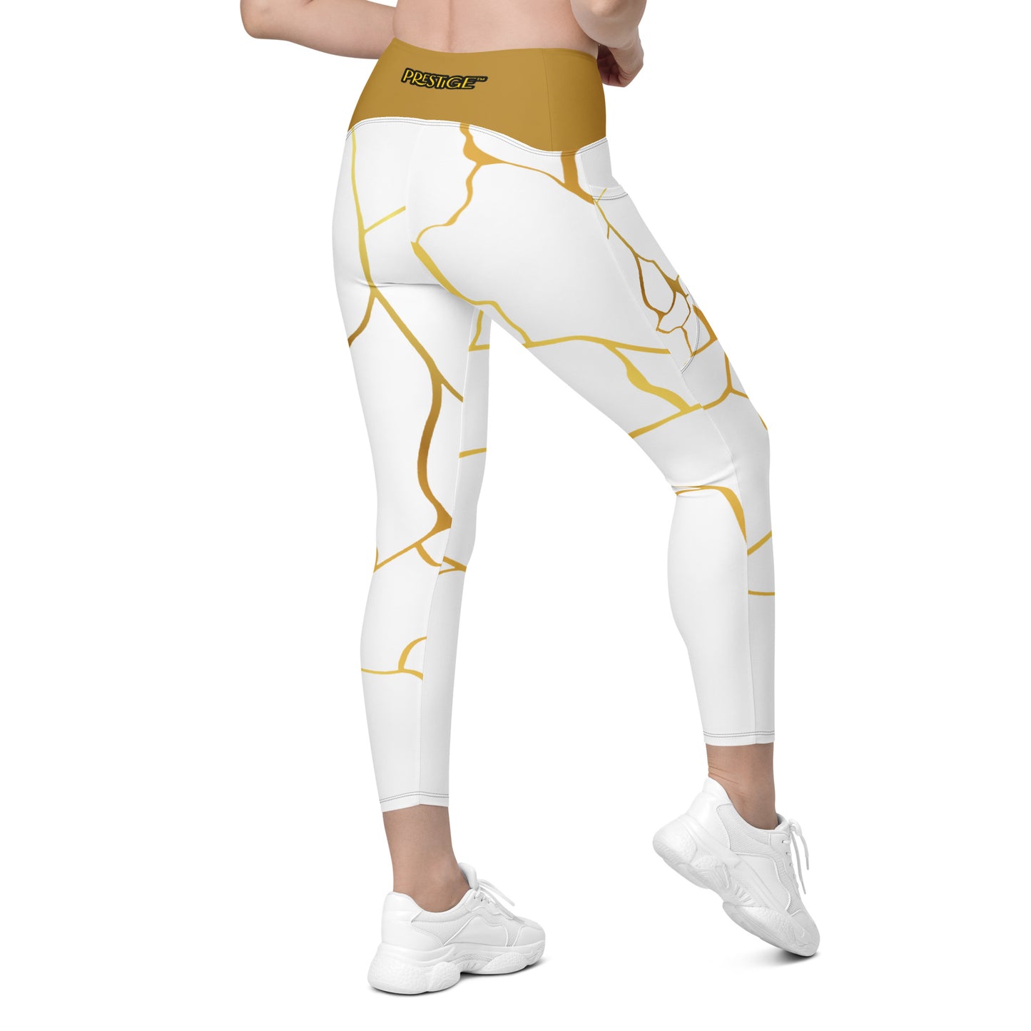 Leggings avec poches Prestige™ Blanc/Or et Or Filament