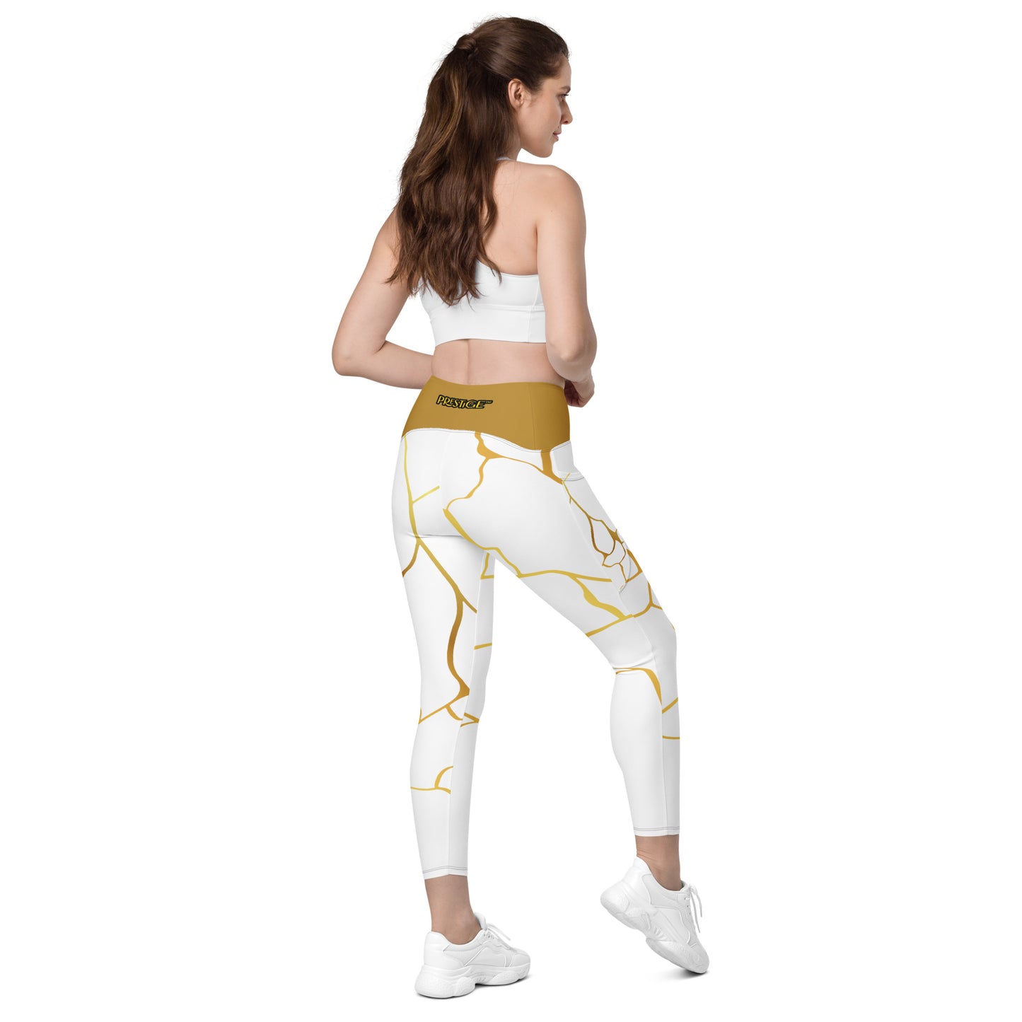 Leggings avec poches Prestige™ Blanc/Or et Or Filament