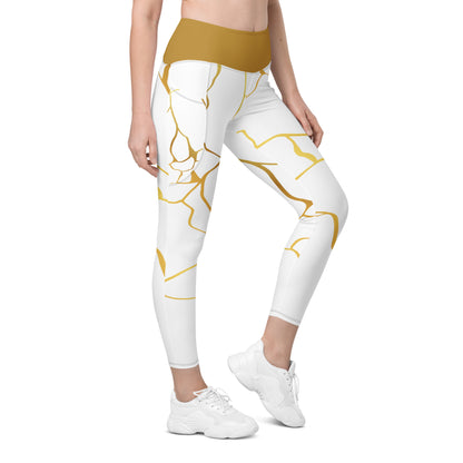 Leggings avec poches Prestige™ Blanc/Or et Or Filament