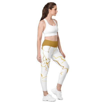 Leggings avec poches Prestige™ Blanc/Or et Or Filament