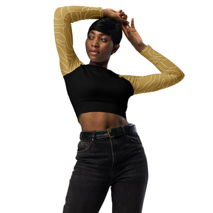 Crop Top Prestige™ Langärmliges Crop Top in Schwarz und Hellgold