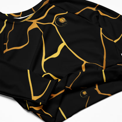 Black and Gold Filament Crop Top Prestige™ Long Sleeve Crop Top